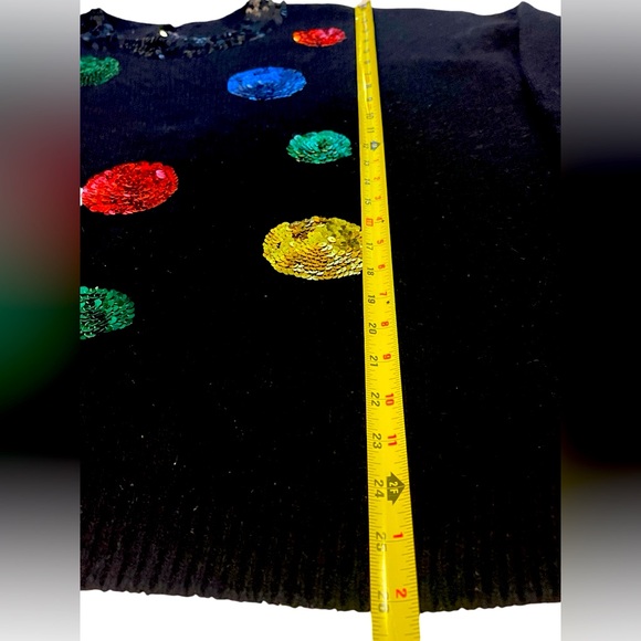 Karen Scott Christmas sweater/size 1X women’s Plus size/black/vibrant/sequined - Picture 3 of 8